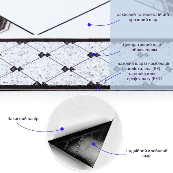 Самоклеюча вінілова плитка 600х600х1,5мм, ціна за 1 шт. (СВП-213) Глянець SW-00000519 991942834 фото