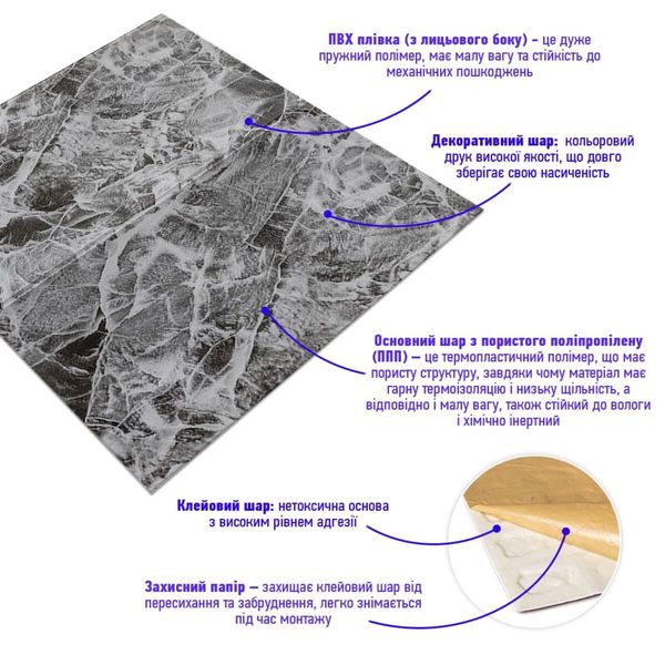 Декоративная 3D панель самоклейка Мраморная плитка 700x770x4мм (192) SW-00000529 991941770 фото