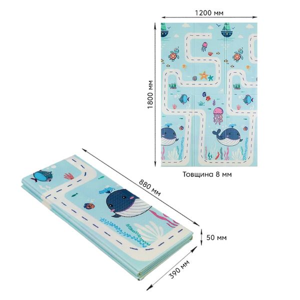 Детский складной развивающий термоковрик 120х180х0,8см "Подводная дорога | Ростомер" (268) SW-00001314 991943345 фото