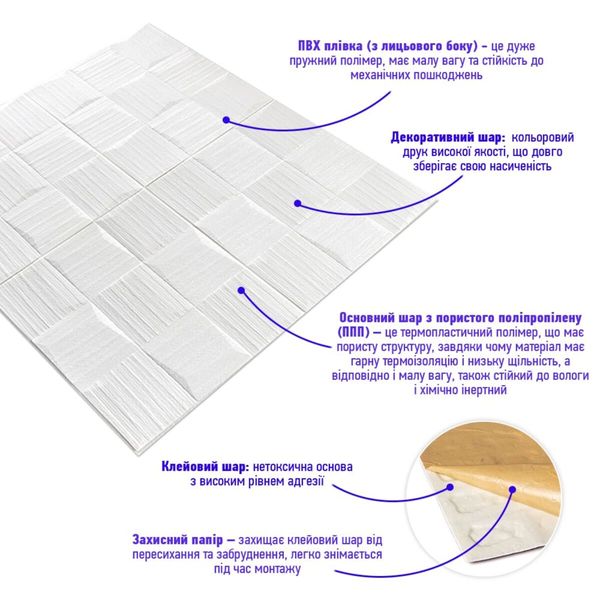 Самоклеюча декоративна настінно-стельова 3D панель 700х700х5мм (185) SW-00000490 991941775 фото