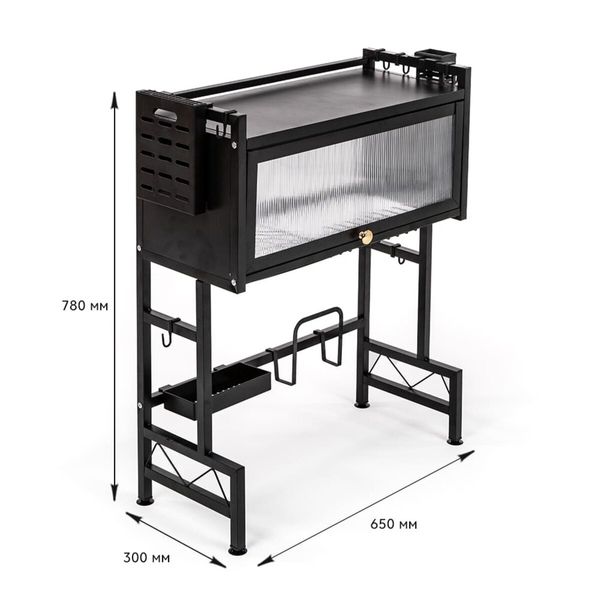 Полка-органайзер для хранения и сушки посуды над раковиной мобильная из нержавеющей стали черная 65*30*78см SW-00002115 991944141 фото