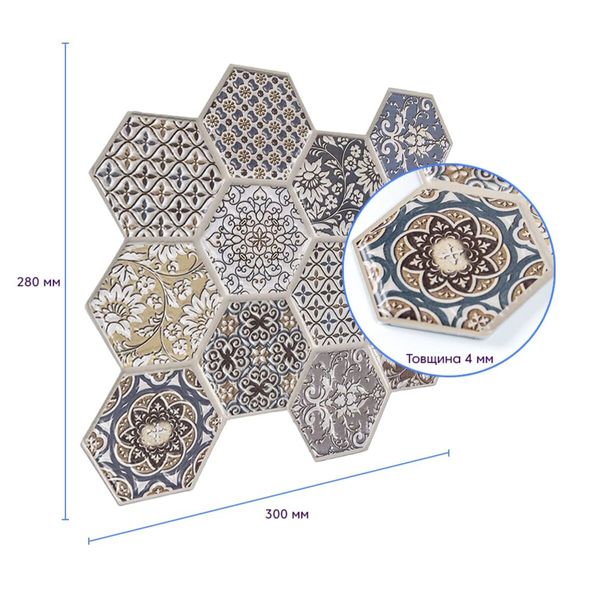 Декоративная ПВХ плитка на самоклейке соты 280х300х5мм, цена за 1 шт. (СПП-504) SW-00000673 991942876 фото