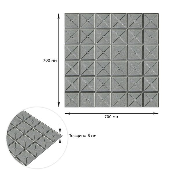 Самоклеюча декоративна 3D панель квадрат срібло 700x700x8мм (177) SW-00000188 1294085660 фото