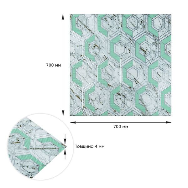 Панель стеновая 3D 700х700х4мм серо-зеленые соты мрамор (D) SW-00002006 991944024 фото