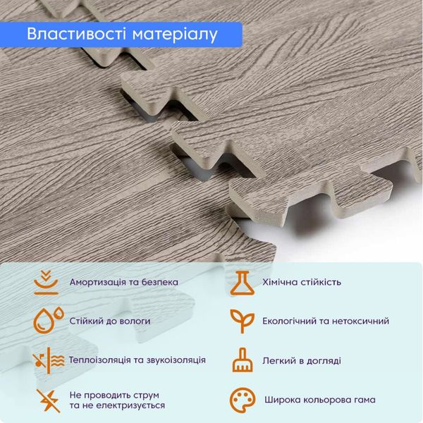 Підлога пазл - модульне підлогове покриття 600x600x10мм сіре дерево (МР9) SW-00000209 1311976128 фото
