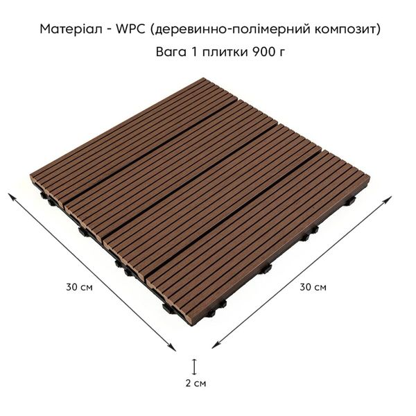 Композитна плитка WPC каштан 30*30CM*2СM (D) SW-00001710 991943778 фото