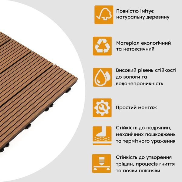 Композитная плитка WPC натуральное дерево 30*30CM*2СM (D) SW-00001711 991943777 фото