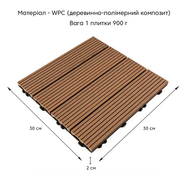 Композитная плитка WPC натуральное дерево 30*30CM*2СM (D) SW-00001711 991943777 фото