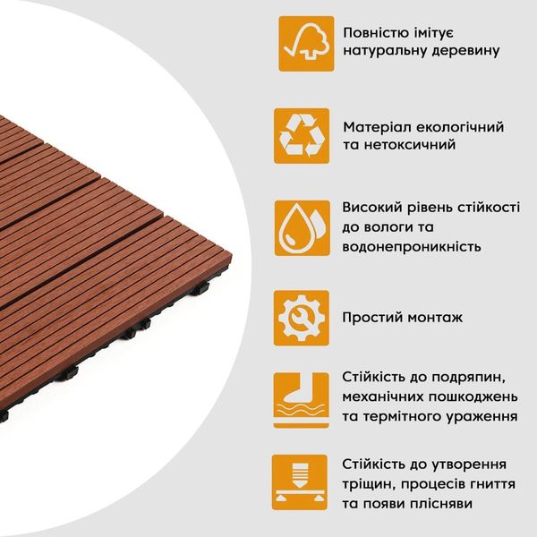 Композитная плитка WPC тик 30*30CM*2СM (D) SW-00001712 991943776 фото