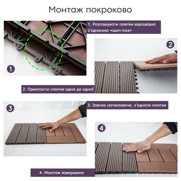 Композитна плитка WPC горіх 30*30CM*2СM (D) SW-00001714 991943774 фото