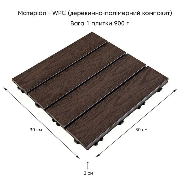 Композитна плитка WPC горіх 30*30CM*2СM (D) SW-00001714 991943774 фото