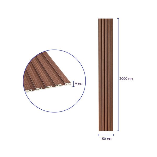 Декоративная рейка WPC стеновая капучино 3000*150*9мм (D) SW-00001868 991943939 фото