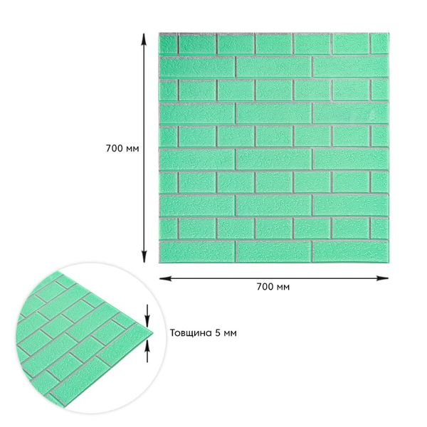 Панель стінова 70*70cm*5mm зелена цегла зі сріблом (D) SW-00001803 991943664 фото